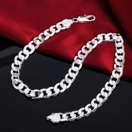 12mm 18-30 inch Length Mens Silver Colour Necklace Curb Cuban Link Chain Punk Fashion Jewellery Gift290q