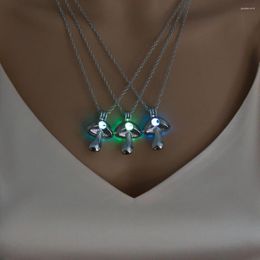 Pendant Necklaces Gothic Halloween Ornament Cottage Core Beaded Fairy Necklace Mushroom Drop Chain Multicolor Luminous 2023 Woman Y2k