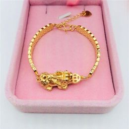 Pixiu Bracelet Vietnam Sand Gold Jewellery Brass Gold Plated Jewellery Copper Coin Pattern Pixiu Bracelet Fashion322S