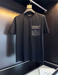 Men's T-Shirts Designer Pull Triangle Pocket Letter Adhesive Stripe Fashion Casual Versatile Round Neck Short Sleeve T-shirt for Men E56O