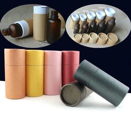 50pcs 10-100ml Oil Bottle Kraft Paper Perfume Packing Box Tube Package Case Dropper Bottle Round Cardboard Gift Box for Festival271A