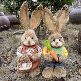 Christmas Decorations High 45cm Big Mori Straw Rabbit.Simulation Animal Easter Decoration Ornaments Wedding Shooting Props Christmas Gift Xmas 231005