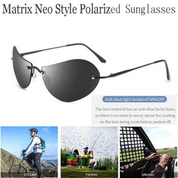 Sunglasses Titanium Matrix Neo Style Polarised Ultralight Rimless Men Brand Design Night-Driving UV 400 Sun Glasses260i