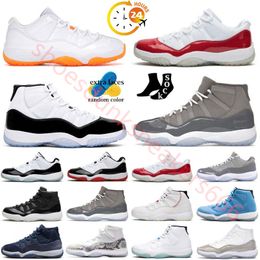 Jumpman Cherry 11 Basketball Shoes 11s Jubilee 25th Anniversary Cool Grey Playoffs Bred Gamma Blue Cap and Gown Space Jam Concord Midnight Navy Women sneakers 46
