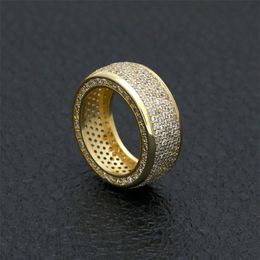 Fashion Hiphop Rapper Ring For Men Hip Hop Gold Silver Rings Bling Cubic Zirconia Mens Diamond Ice Out Jewelry254T