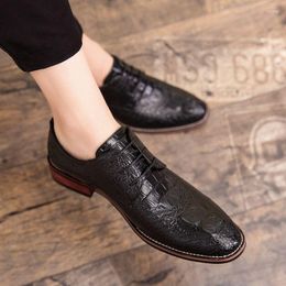 Dress Shoes 2023 Fashion Men Brock Oxford Retro Crocodile Pattern Formal Spring And Autumn Party A27