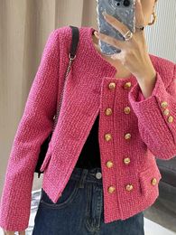 Women's Jackets Autumn Winter Brand Luxury Tweed Short Jacket Coat Women Elegant French Golden Double Breasted Woollen Suit Casaco Outwear 231006