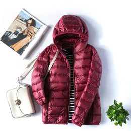 Women's Down Parkas Women Thin Down Jacket White Duck Ultralight Jackets Autumn And Winter Warm Coats 6XL 7XL 8XL Portable Outwear 231005