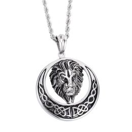 New Casting Silver Amazing Quality Men's 316L Stainless Steel Lion Head Pendant Circle With 4mm 22 ed Rope Chain N273Z
