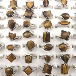 Natural Tiger's Eye Stone Ring Real Gemstone Women's Rings For Promotion Gift 50pcs Lot Whole 224o