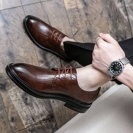 Dress Shoes Men's Formal Luxury Business Suit Brogue Summer And Spring Wedding Fashion Trend For Men Stripe Oxfords A53