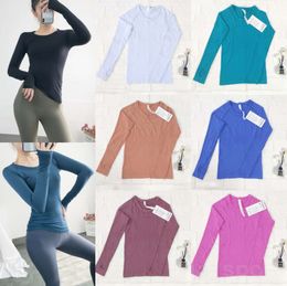 LuLu Align Yoga Jogging Tee Shirt Long Sleeve Woman Athletic T-Shirts Stretch Bodybuilding Top Tight Fitness Swiftly Tech Sports Tshirt Swift Speed Slim Gym 23156