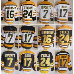 Man Vintage Hockey 16 Derek Sanderson Jerseys 75 Anniversary 17 Milan Lucic 24 Terry OReilly 7 Phil Esposito Retro Classic CCM All Stitched Breathable Retire Good