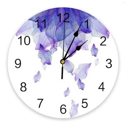 Wall Clocks Gradient Flower Purple Clock Silent Digital For Home Bedroom Kitchen Decoration Hanging Watch