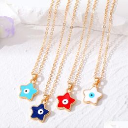 Pendant Necklaces Colorf Turkish Blue Evil Eye Star Necklace For Women New Trendy Lucky Clavicle Chain Choker Jewellery Drop De Dhgarden Dhbjk