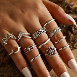 Cluster Rings 13Pcs Vintage Moon Sun Heart Finger Silver Colour Women's Geometric Joint 2023 Fashion Trend Jewellery Accessories