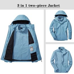 Other Sporting Goods Jacket Men and Women 3 In 1 Coat Hooded Solid Warm Thick Waterproof Breathable Fleece Liner Outdoor Hiking Jackets Coats 231006