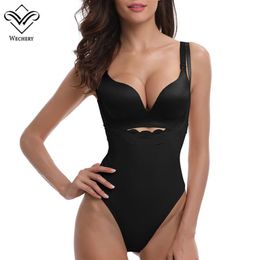 Wechery Sexy Plunge U Neck Body Shaper Lace Butt lifter Wait Trainer Slimming Underwear Corset bodysuits Slimming Underwear3352