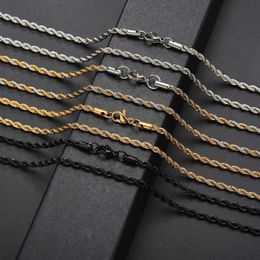 Punk Hiphop Necklace Chains ed Rope Stainless Steel For Women Men Gift Gold Silver Black South American Designer Jewellery Neck183l