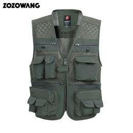 Men's Vests Summer Mesh Vest For Men Spring Autumn Male Casual Thin Breathable Multi Pocket Waistcoat Mens Baggy 5XL Vest With Many Pocket 231005