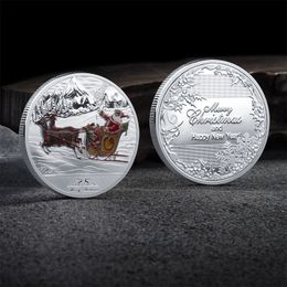 Merry Christmas Collectible Silver Gold Plated Souvenir Coin Santa Claus Pattern Collection Art Commemorative Coin
