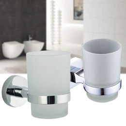 Toothbrush Holders Toothpaster el Accessories Toothbrush Holder Home Glass Cup Round Stainless Steel Toilet Wall Mounted Bathroom Organizer 231005