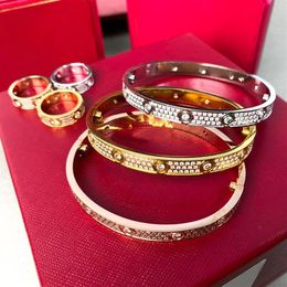 silver bracelets Bangles For Women Men Stainless steel Gold screw Bracelets Diamond LOVE Bangle lovers Bracelet 17 19cm Accessorie1888