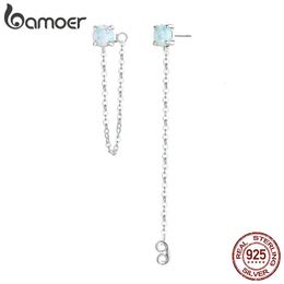 Ear Cuff 925 Sterling Silver Opal Chain Stud Earring Long Tassel Asymmetric Bijoux Fine Jewellery Wedding Gift 231005