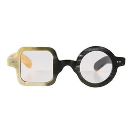 Unique Handmade White Black Half Round Square Horn Sunglasses Optical Eyeglasses Eyewear Frame Fashion Frames345E