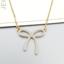 Simple Bow With Diamonds Necklace Bow Clavicle Chain337e