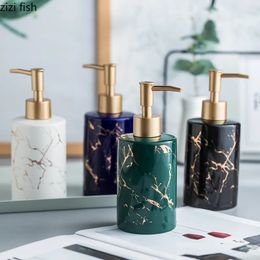 Liquid Soap Dispenser Marbling Ceramics Hand Sanitizer Bottle Blackwhitebluegreen Bright Light Lotion Bottle Bathroom Container Soap Dispensers 231005