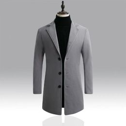 Men s Trench Coats Korean Style Men Coat Lapel Button en Casual Overcoat Jackets Warm Long Outwear Spring Windbreaker 231005