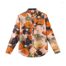 Men's Casual Shirts European And American Wear Summer 2023 Long Sleeve Lapel Single Breasted Flower Dyed Print Fashion Shirt