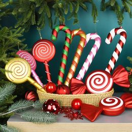 Christmas Decorations 30/40cm Christmas Decoration Pendant Simulation Colored Candy Lollipop Small Cane Pendant Pographic Props Home decor 231005