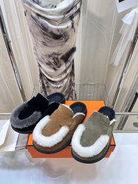 All leather wool half pack Oz Muller slippers palladium plated Keellyy buckles with Orange box