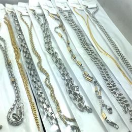 Whole 10pcs Stainless steel Necklace man women Fashion Jewellery Lots silver gold chains high quality263S