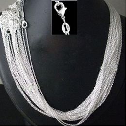 Whole 50 pcs lot 925 stamped Silver Plated 1mm Link Rolo Chains 16 ---24 inch Fashion Jewelry Women243M