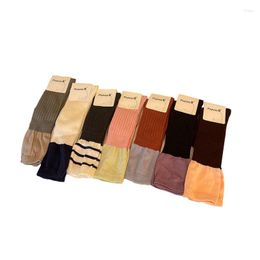 Women Socks Coloured Calf Women's Solid Colour Stockings Medium Tube