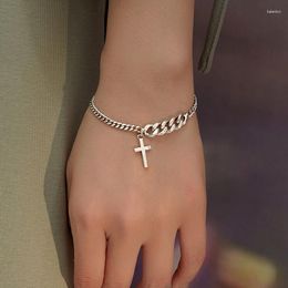 Charm Bracelets Fashion Cuba Chain Cross Bracelet&Bangle For Women Elegant Party Jewellery Gift Pulseras E709