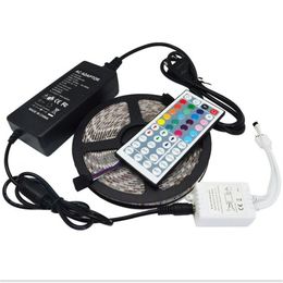 5M Led Strip 5050 SMD RGB Waterproof 300 LEDs Roll with 44 keys IR Remote with 12V 5A Power Adapter used directly282P