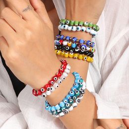 Charm Bracelets Turkish Lucky Blue Eye Bracelet For Women Men Handmade 8Mm Evil Beads Bangles Jewelry Drop Delivery Dhx17