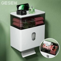 Toilet Paper Holders GESEW Toilet Paper Shelf Wall Hanging Tissue Box With Drawer Home Tissue Storage Box For Living Room Toilet Bathroom Accessories 231005