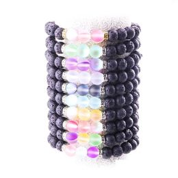 Charm Bracelets 8Mm Black Lava Stone Reflective Beads Aromatherapy Essential Oil Diffuser Bracelet For Women Drop Delivery Je Dhgarden Dhsdn