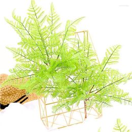 Decorative Flowers Wreaths 7 Forks Fake Artificial Plants Fern Grass Green Leaves Silk Arrangment Plastic Plante For Home Garden Drop Dhlsq