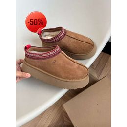 Tasman Slippers Chestnut Fur Slides Sheepskin Shearling Tazz New Mules Women Men Ultra Mini Platform Boot Slip-on Shoes Suede Upper Comfort Fall Winter uggh3S