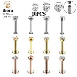 Nose Rings Studs 10PCS G23 Labret Piercing Lip Ring 16G F136 Internal Thread Nose Stud Earring Tragus Helix Cartilage Piercing Jewellery 231005