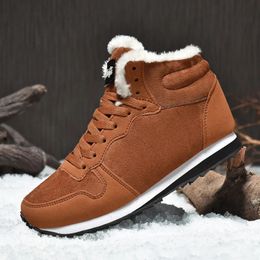 Boots Winter Men Ankle Boots Warm Plush Suede Snow Boots Unisex Women Outdoor Non-slip Hiking Shoes Big Size 47 48 231006