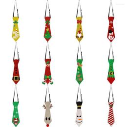 Bow Ties Christmas Tie Light Sequined Gift For Kids Boy Girls Santa Snowman Elk Pattern Hanging Diy Year Decor Party Xmas Neck
