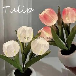 Table Lamps LED Tulip Flowerpot Table Lamp Interior Decoration Flower Potted Atmosphere Desk Light for Living Room Bedroom Bedside Study YQ231006