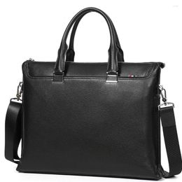 Briefcases Design Cowhide Men Business Bag Briefcase Natural Cowskin Laptop Office Black Hand Man Shoulder Bolso Hombre